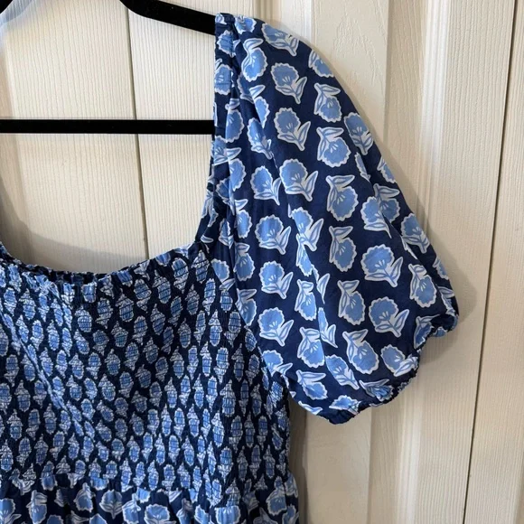 J. Crew Smocked Midi Dress Puff Sleeves Floral Print Womens Size XL - Picture 5 of 13